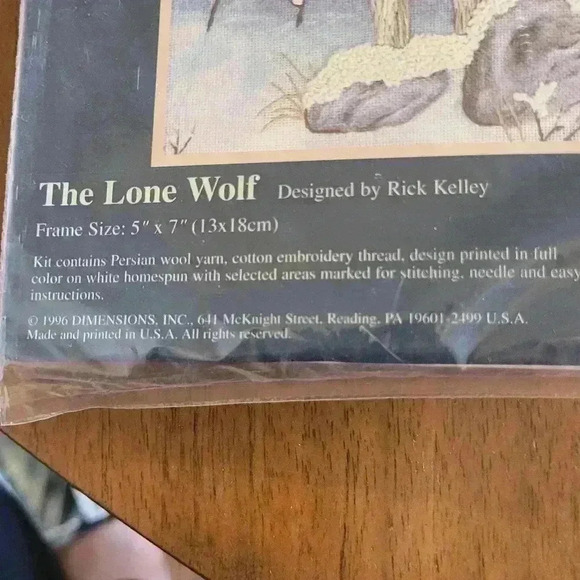 Jiffy Crewel The Lone Wolf 5X7 New NWT Vintage - Picture 4 of 5